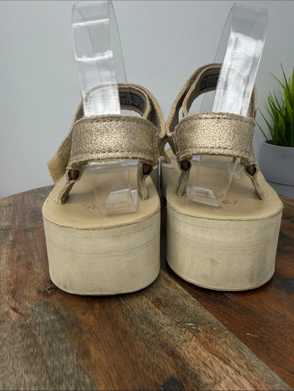 Teva Metallic Gold Platform Sandals - Size: 10